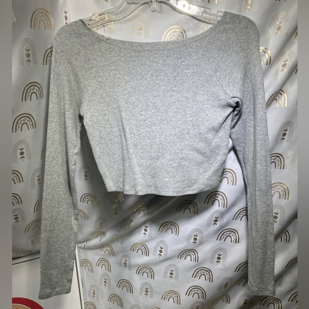 Wild Fable Gray Long Sleeve Crop Top